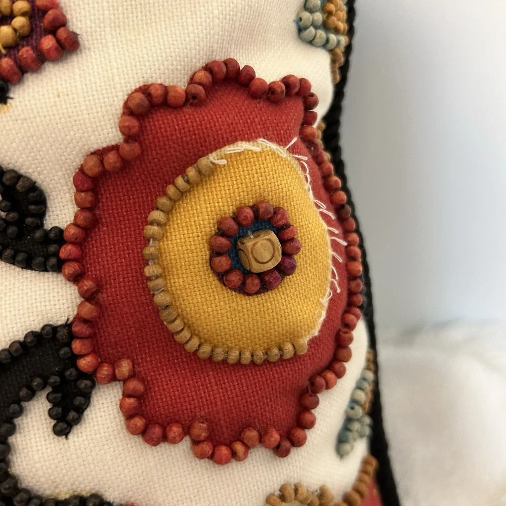Dransfield & Ross decorative Throw Pillow India/Elephant/Flower Beaded. Use cond